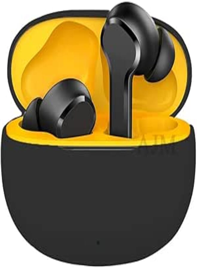 AJM 360 Protection Shockproof Design Soft Rubberised Silicon Case with Keychain for Realme Techlife Buds T100 (Black)